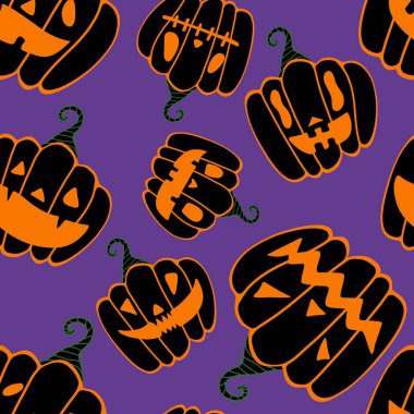Halloween seamless pumpkins pattern for fabrics and wrapping paper and clothes print and notebooks and accessories and party. High quality illustration