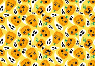 Halloween seamless pumpkins pattern for fabrics and wrapping paper and clothes print and notebooks and accessories and party. High quality illustration