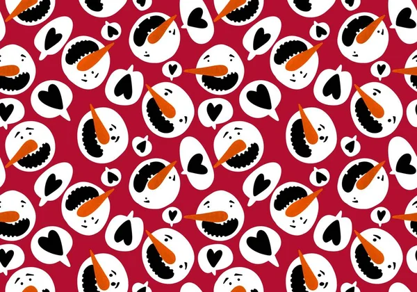 Winter Seamless Snowman Snowflakes Pattern Christmas Wrapping Paper Kids Notebooks — 图库照片