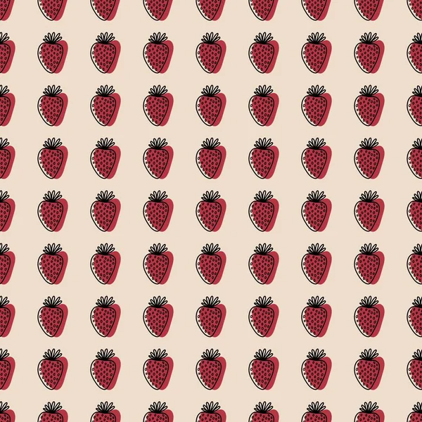 Padrão Morango Sem Costura Frutas Verão Dos Desenhos Animados Para — Fotografia de Stock
