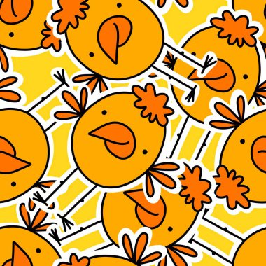 Paskalya karikatüründeki tavuksuz karalama karakteri. Çocuk giysileri, kumaşlar, çarşaflar ve aksesuarlar. Yüksek kaliteli illüstrasyon