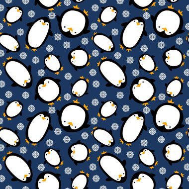 Çizgi filmlerdeki gibi Noel süssüz penguen desenli ambalajlar, çocuk giysileri, kumaşlar, çarşaflar, aksesuarlar ve ambalajlar. Yüksek kaliteli illüstrasyon