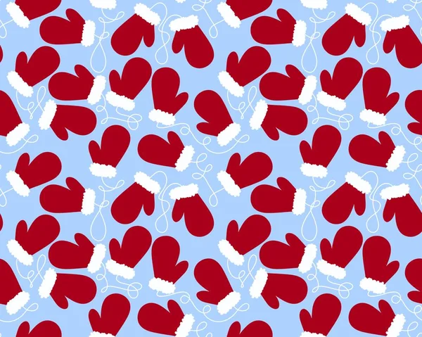Winter Warm Kids Gloves Seamless Christmas Weather Pattern Wrapping Paper — Stockfoto