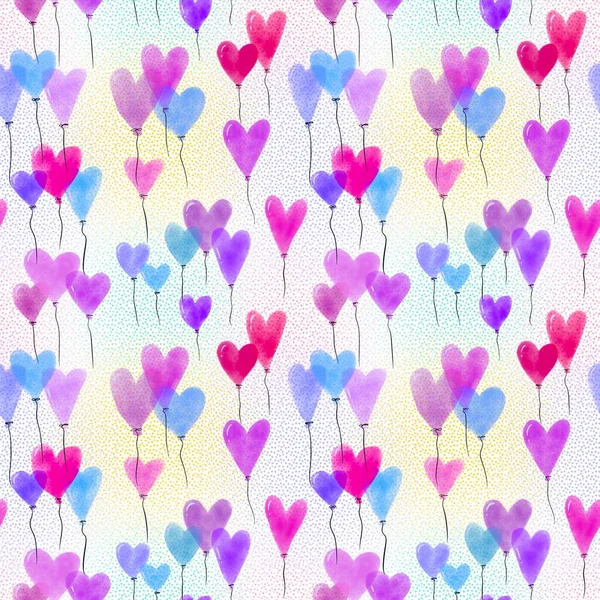 Valentines Hearts Seamless Love Balloons Pattern Wrapping Paper Kids Clothes — Stock Photo, Image