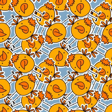 Paskalya karikatüründeki tavuksuz karalama karakteri. Çocuk giysileri, kumaşlar, çarşaflar ve aksesuarlar. Yüksek kaliteli illüstrasyon