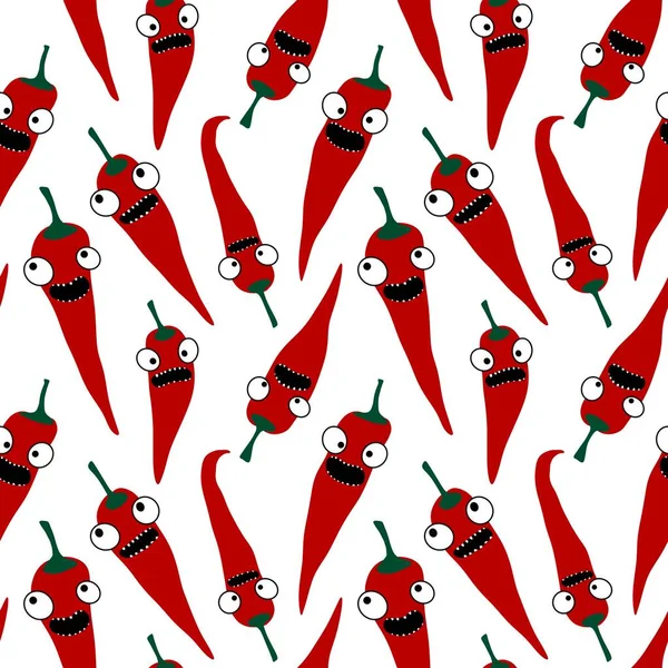 Cartoon vegetable seamless vampire Halloween red hot pepper pattern for wrapping paper and clothes print and kids accessories and fabrics and linens. High quality illustration