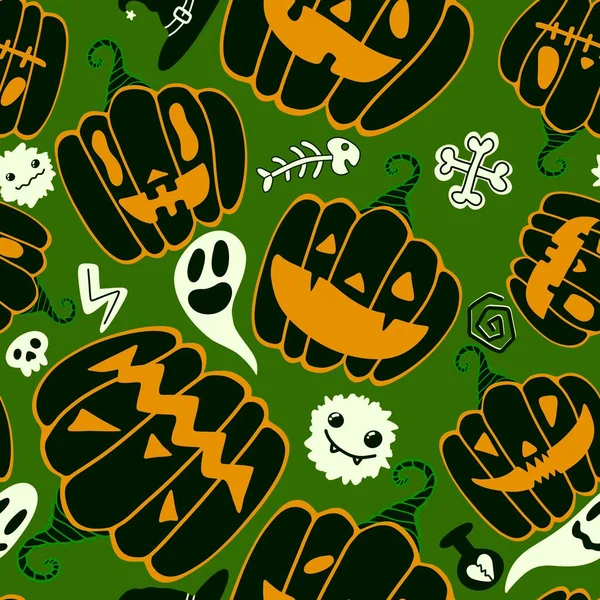 Halloween Seamless Pumpkins Pattern Fabrics Wrapping Paper Clothes Print Notebooks — Stockfoto