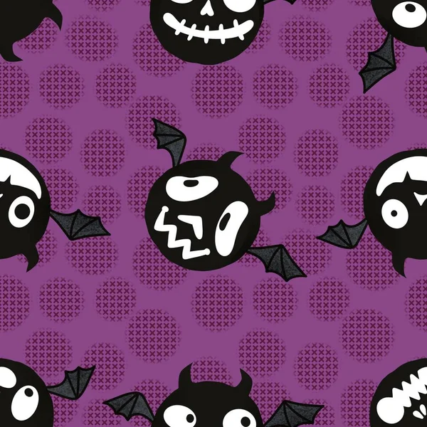 Halloween Animals Cartoon Bats Seamless Doodle Pattern Wrapping Paper Kids — Stock Photo, Image