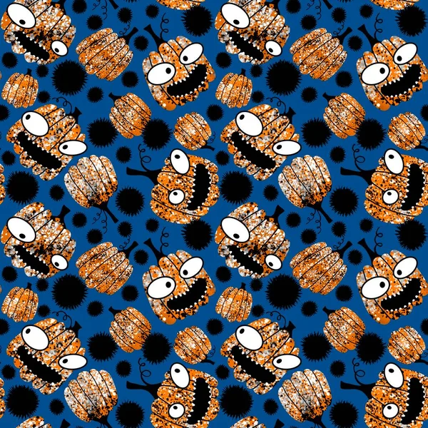 Halloween Seamless Pumpkins Pattern Fabrics Wrapping Paper Clothes Print Notebooks — Foto de Stock