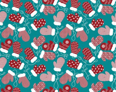 Winter warm kids gloves seamless Christmas weather pattern for wrapping paper and clothes print and accessories and notebooks . High quality illustration