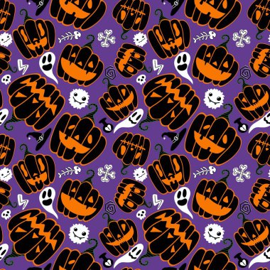 Halloween seamless pumpkins pattern for fabrics and wrapping paper and clothes print and notebooks and accessories and party. High quality illustration
