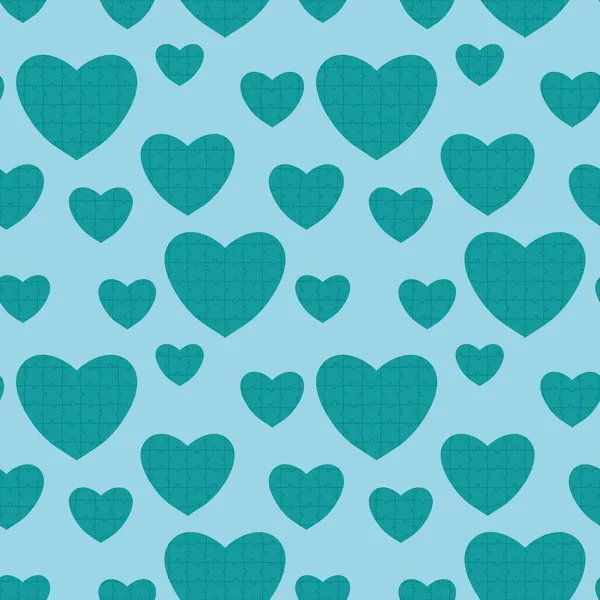 Valentines Hearts Seamless Game Puzzles Pattern Wrapping Paper Kids Clothes — Stock Photo, Image