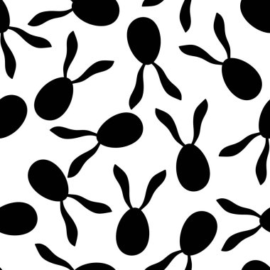 Paskalya yumurtaları, karikatür tavşan kulakları desenli ambalaj kağıdı, kıyafet baskısı, çocuklar, kumaşlar ve ambalajlar için. Yüksek kaliteli illüstrasyon