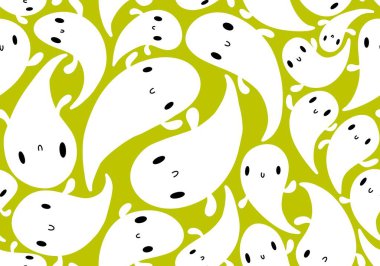 Cadılar Bayramı hayaletleri, ambalajsız karikatür desenleri, çocuk giysileri, kumaşlar, çarşaflar, ambalajlar ve aksesuarlar. Yüksek kaliteli illüstrasyon