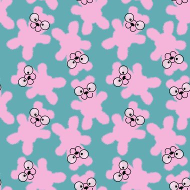 Çizgi filmlerdeki oyuncaklar kusursuz pofuduk ayı desenleri kağıt, kumaş, çocuk giysisi baskıları, aksesuarlar, anaokulu ve çarşaflar için. Yüksek kaliteli illüstrasyon