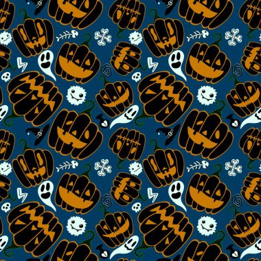 Halloween seamless pumpkins pattern for fabrics and wrapping paper and clothes print and notebooks and accessories and party. High quality illustration