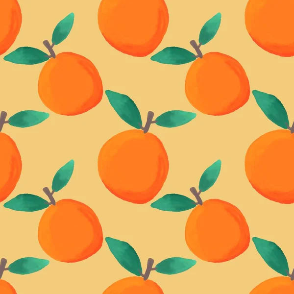 Летние Фрукты Бесшовные Апельсины Рисунок Упаковки Бумаги Детской Одежды Печати — стоковое фото