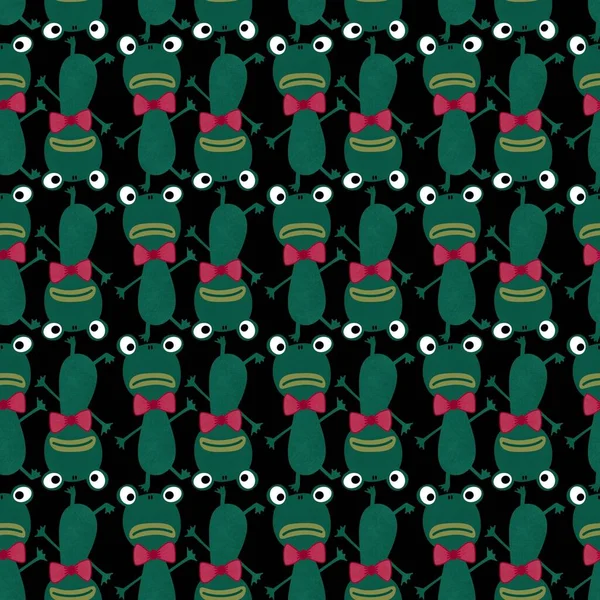 Animals Cartoon Seamless Doodle Frogs Pattern Wrapping Paper Kids Clothes — Stock Photo, Image