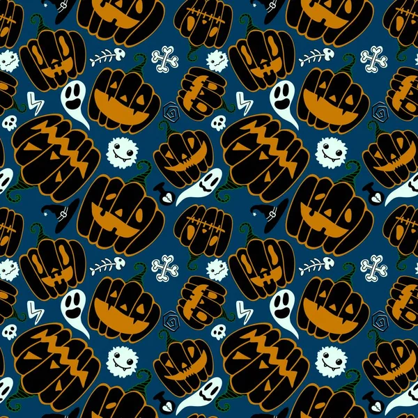 Halloween Seamless Pumpkins Pattern Fabrics Wrapping Paper Clothes Print Notebooks —  Fotos de Stock