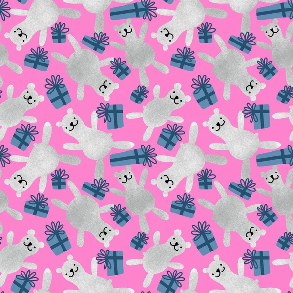 Cartoon bears seamless animals pattern for wrapping paper and fabrics and accessories and linens and packaging. High quality illustration