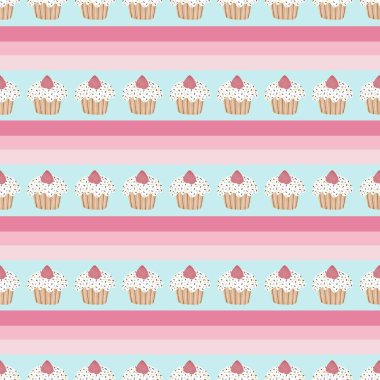 Doğum günü çizgi filmi, kağıt, kumaş, çarşaf, mutfak tekstili ve çocuk giysisi baskısı için kusursuz pasta kalıbı. Yüksek kaliteli illüstrasyon