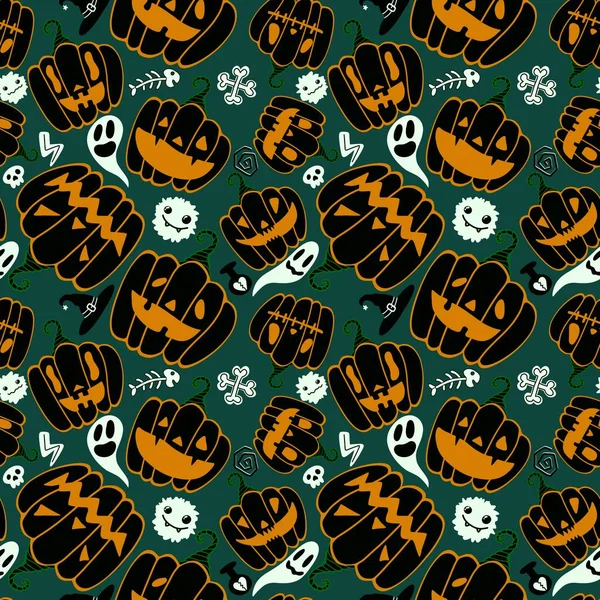 Halloween Seamless Pumpkins Pattern Fabrics Wrapping Paper Clothes Print Notebooks — Fotografia de Stock