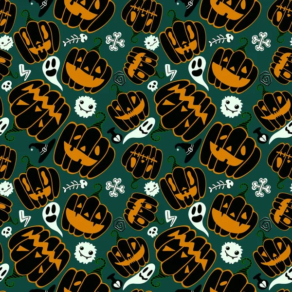 Halloween Seamless Pumpkins Pattern Fabrics Wrapping Paper Clothes Print Notebooks — Stock fotografie