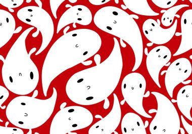 Cadılar Bayramı hayaletleri, ambalajsız karikatür desenleri, çocuk giysileri, kumaşlar, çarşaflar, ambalajlar ve aksesuarlar. Yüksek kaliteli illüstrasyon