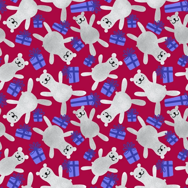 Cartoon Bears Seamless Animals Pattern Wrapping Paper Fabrics Accessories Linens — Stock Photo, Image