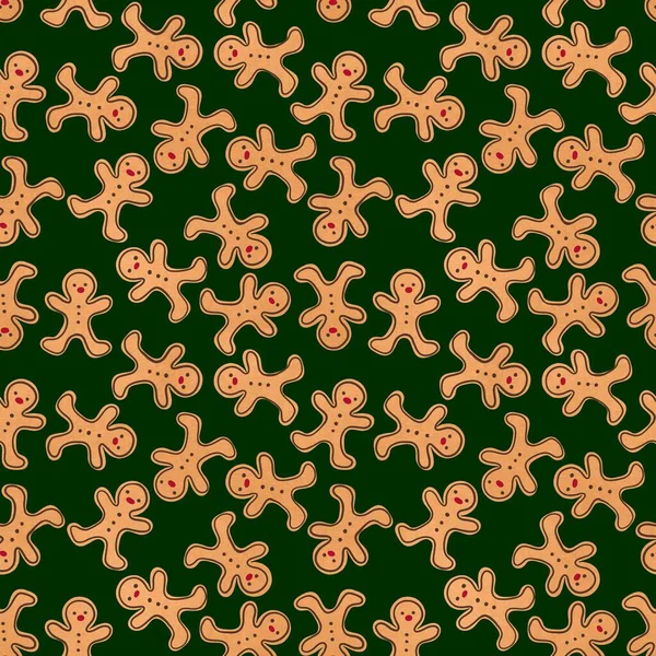 Winter Gingerbread Man Cookies Seamless Christmas Pattern Wrapping Paper Kids — Stock Photo, Image