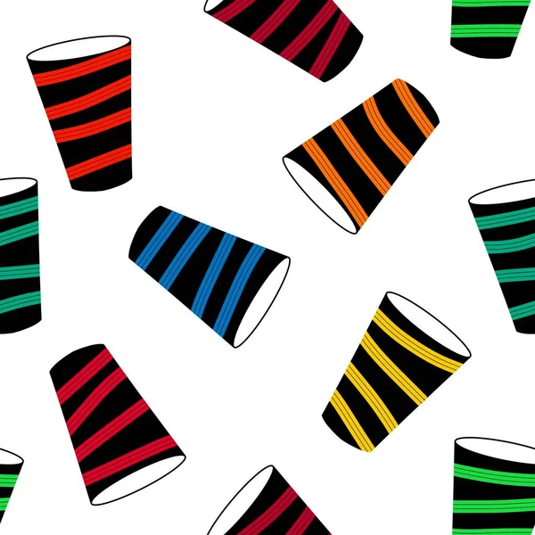 Cartoon cups seamless drinks doodle pattern for wrapping paper and fabrics and clothes print and kids accessories and linens and festive and party. High quality illustration