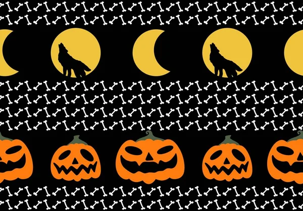 Patrón Sin Costuras Los Huesos Historieta Halloween Para Papel Envolver —  Fotos de Stock