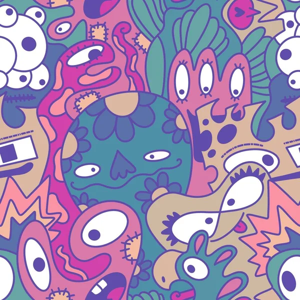 Patrón Alienígena Monstruo Sin Costura Dibujos Animados Para Niños Ropa — Foto de Stock