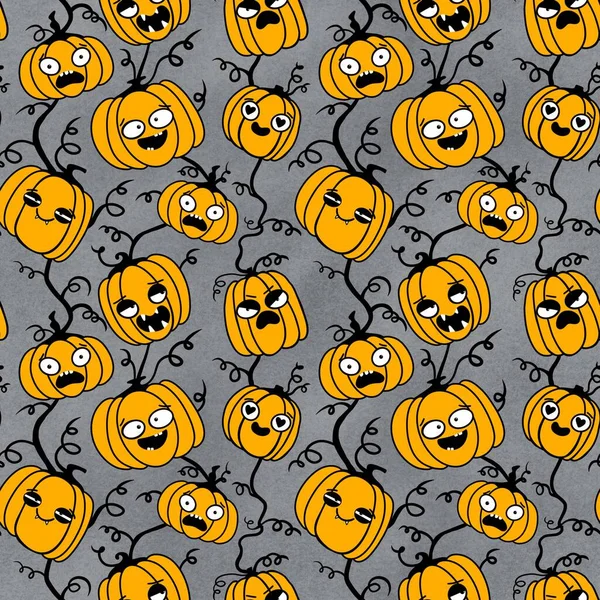 Halloween seamless pumpkins pattern for fabrics and wrapping paper and clothes print and notebooks and accessories and party. High quality illustration