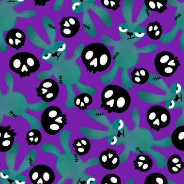 Cadılar Bayramı çizgi filminde tavşan şekilli oyuncaklar kağıt, kumaş, çarşaf, ambalaj, hediye kutusu ve çocuk giysisi baskısı için karalama desenleri vardır. Yüksek kaliteli illüstrasyon