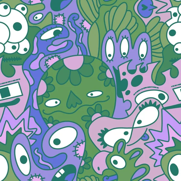 Cartoon Seamless Monster Alien Pattern Kids Clothes Print Wrapping Paper — Stock Photo, Image