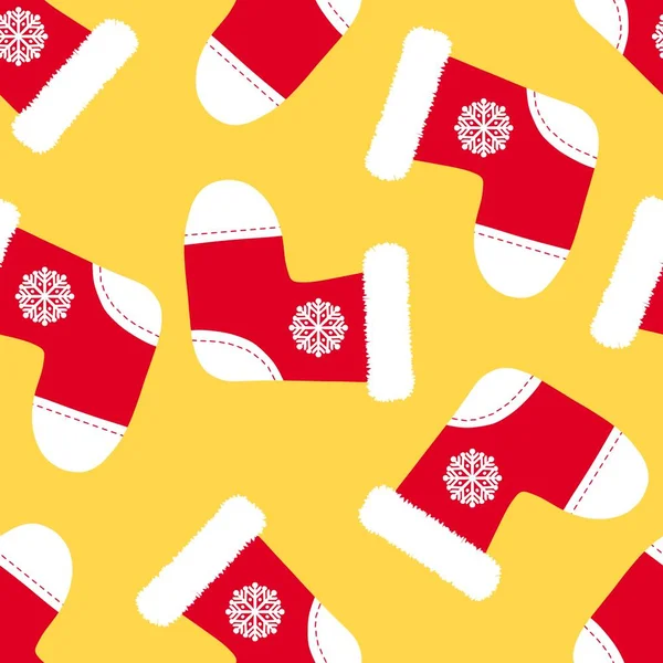 Winter Warm Santa Socks Seamless Christmas Pattern Noel Wrapping Paper — Stock Photo, Image