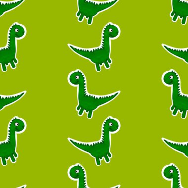 Dinozor hayvanlar, karikatürsüz çizgi film canavarları desenli ambalaj kağıtları ve çocuk giysileri baskısı, kumaşlar, çarşaflar, ambalajlar ve aksesuarlar. Yüksek kaliteli illüstrasyon
