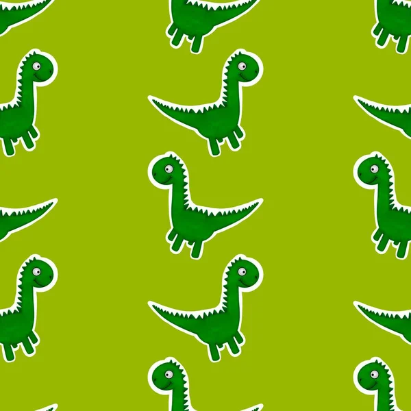 Dinosaurie Djur Sömlös Tecknad Klotter Monster Mönster För Inslagning Papper — Stockfoto