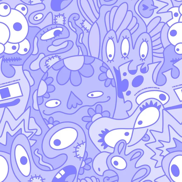 Cartoon Naadloze Monster Buitenaardse Patroon Voor Kinderen Kleding Print Inpakken — Stockfoto