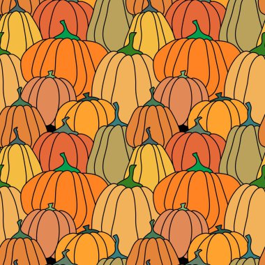 Sonbahar hasadı Cadılar Bayramı 'nda kağıt, kumaş, ambalaj, çarşaf, çocuk giysisi baskısı ve mutfak tekstili için kusursuz balkabağı koleksiyonu. Yüksek kaliteli illüstrasyon