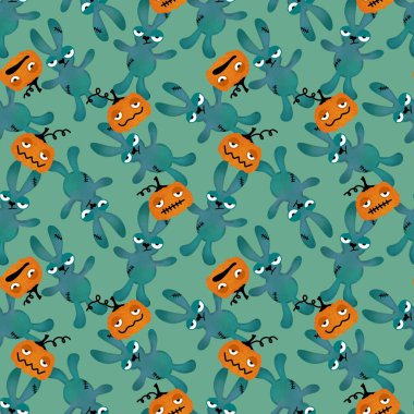 Cadılar Bayramı çizgi filminde tavşan şekilli oyuncaklar kağıt, kumaş, çarşaf, ambalaj, hediye kutusu ve çocuk giysisi baskısı için karalama desenleri vardır. Yüksek kaliteli illüstrasyon