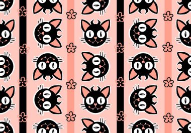 Cadılar Bayramı kara kedileri çizgi filmsiz canavar desenli ambalaj kağıtları ve çocuk kıyafetleri baskılar, ambalajlar, kumaşlar, çarşaflar ve aksesuarlar. Yüksek kaliteli illüstrasyon