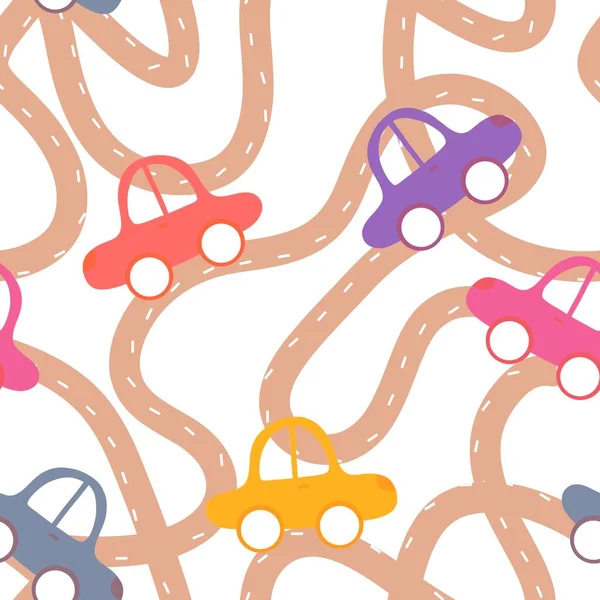 Cartoon Kids Seamless Cars Toys Pattern Child Clothes Print Wrapping — Stockfoto