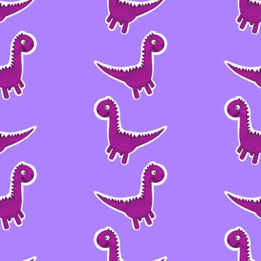 Dinozor hayvanlar, karikatürsüz çizgi film canavarları desenli ambalaj kağıtları ve çocuk giysileri baskısı, kumaşlar, çarşaflar, ambalajlar ve aksesuarlar. Yüksek kaliteli illüstrasyon