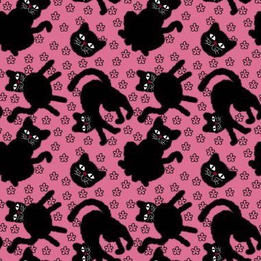 Cadılar Bayramı kara kedileri çizgi filmsiz canavar desenli ambalaj kağıtları ve çocuk kıyafetleri baskılar, ambalajlar, kumaşlar, çarşaflar ve aksesuarlar. Yüksek kaliteli illüstrasyon