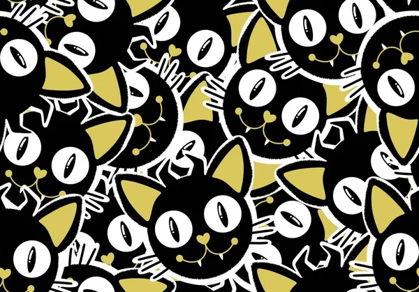 할로윈 고양이는 종이를 아이들은 인쇄하고 포장하고 액세서리를 포장하는 패턴을 보인다 — 스톡 사진