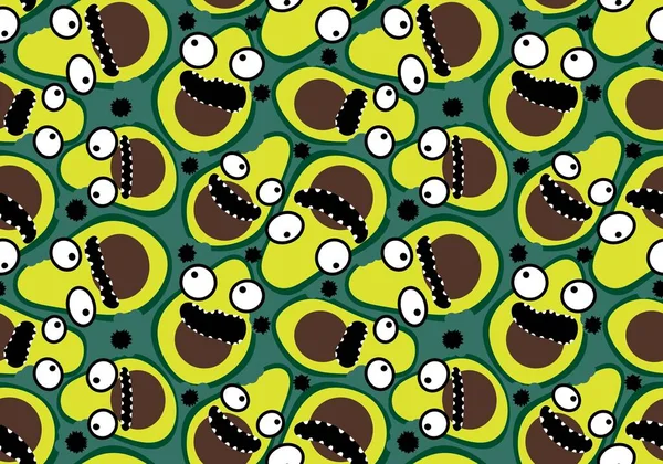 Cartoon Grüne Nahtlose Avocado Muster Für Verpackungspapier Und Kinderkleidung Druck — Stockfoto