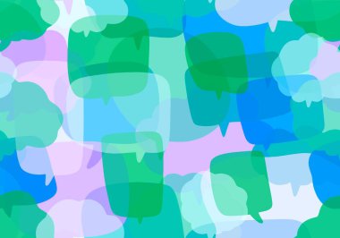 Çizgi film baloncukları kağıt ambalajları ve çocuk giysileri baskısı, kumaşlar, çarşaflar, ambalajlar ve okul aksesuarları için kusursuz mesaj deseni. Yüksek kaliteli illüstrasyon