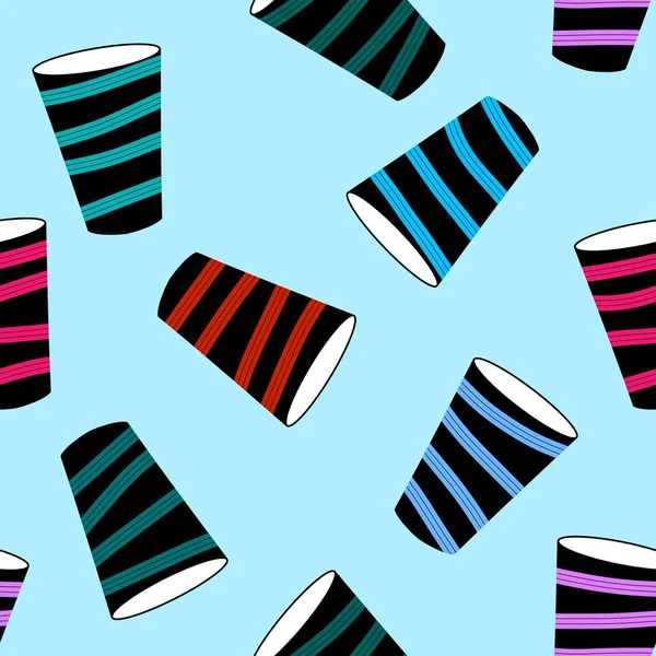 Cartoon cups seamless drinks doodle pattern for wrapping paper and fabrics and clothes print and kids accessories and linens and festive and party. High quality illustration